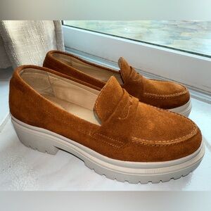 Patina Brown Suede Loafers with Chunky Sole